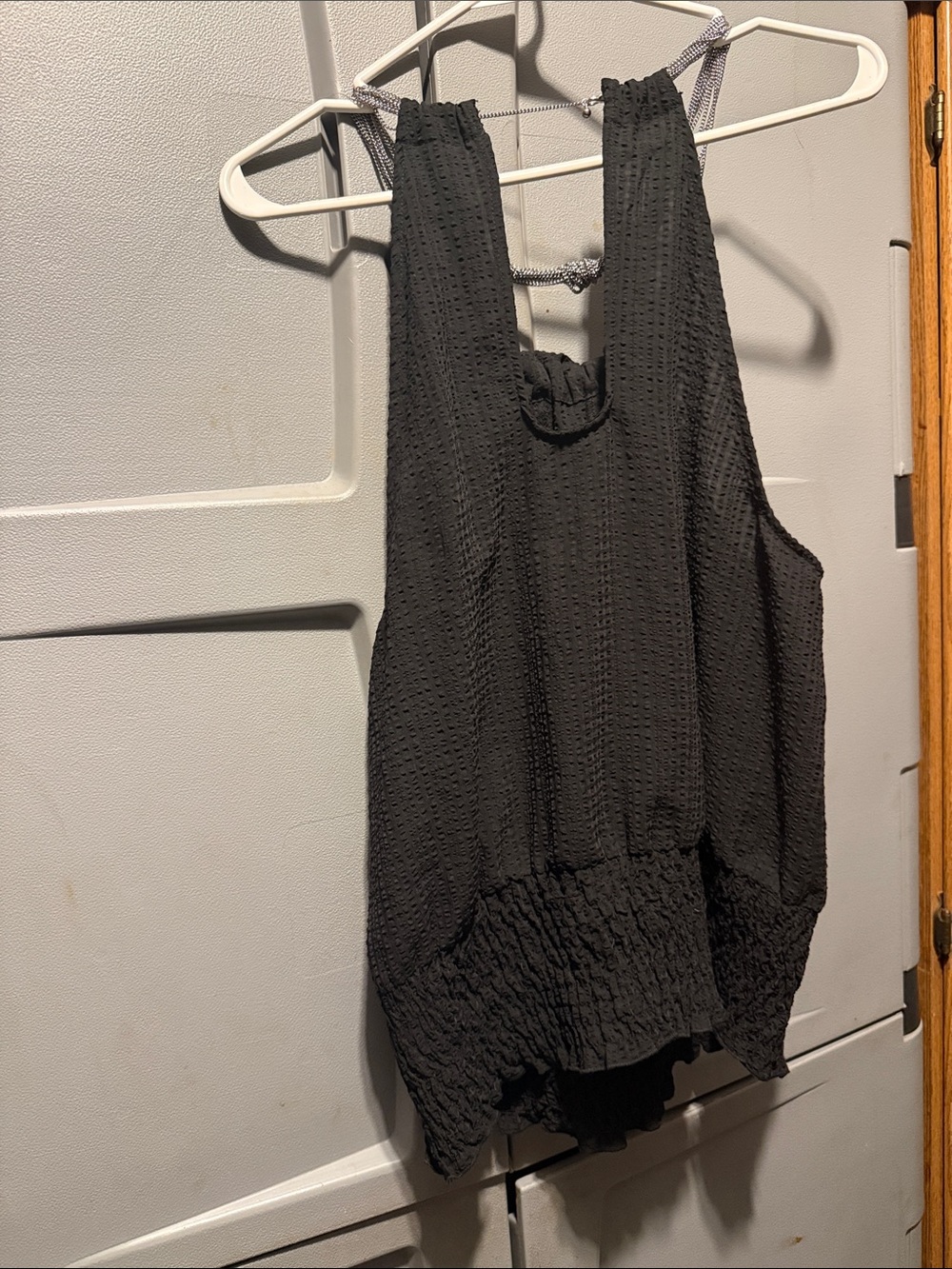 Black Ruffle Front Women's Camisole Tank Top - Picture 8 of 8